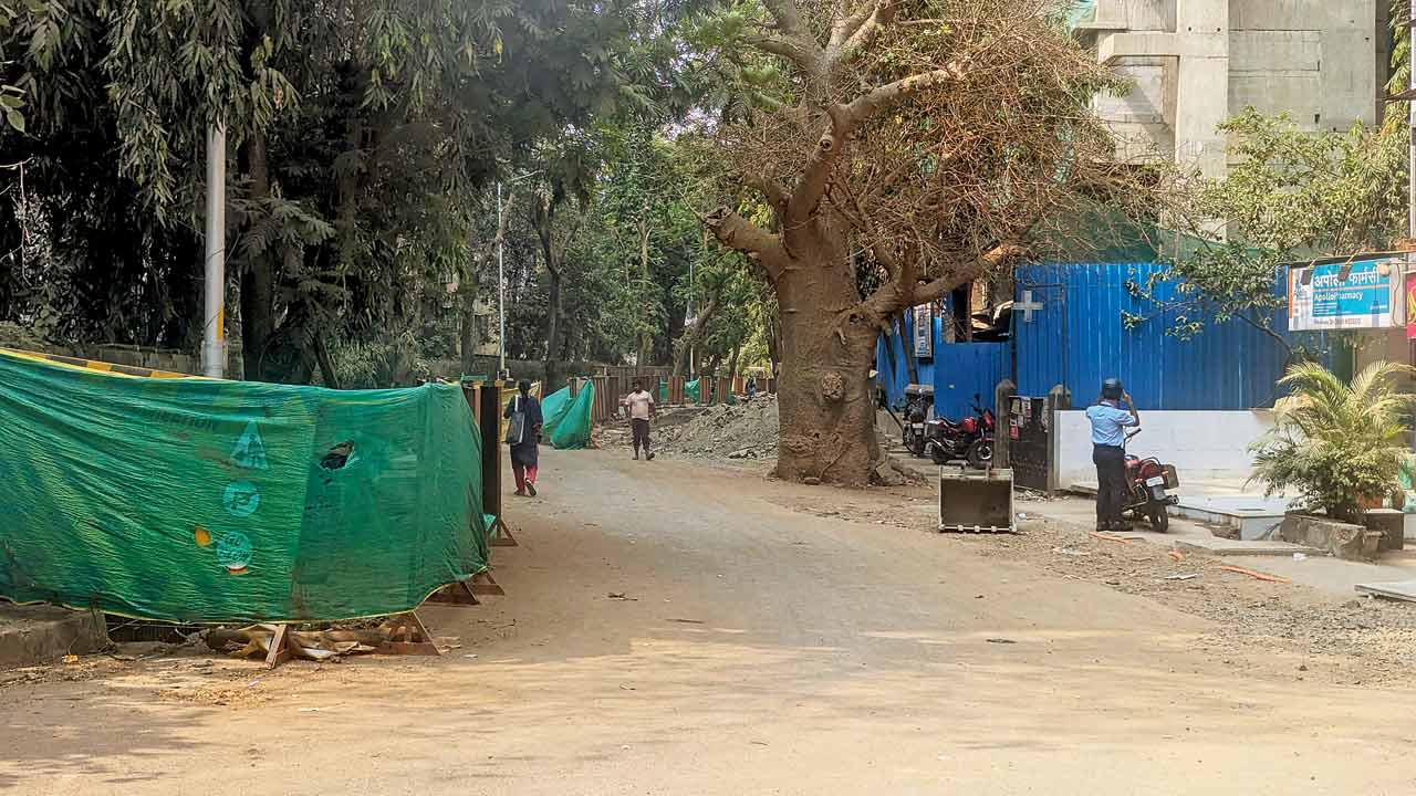 A dug-up stretch in Neelam Nagar in Mulund
