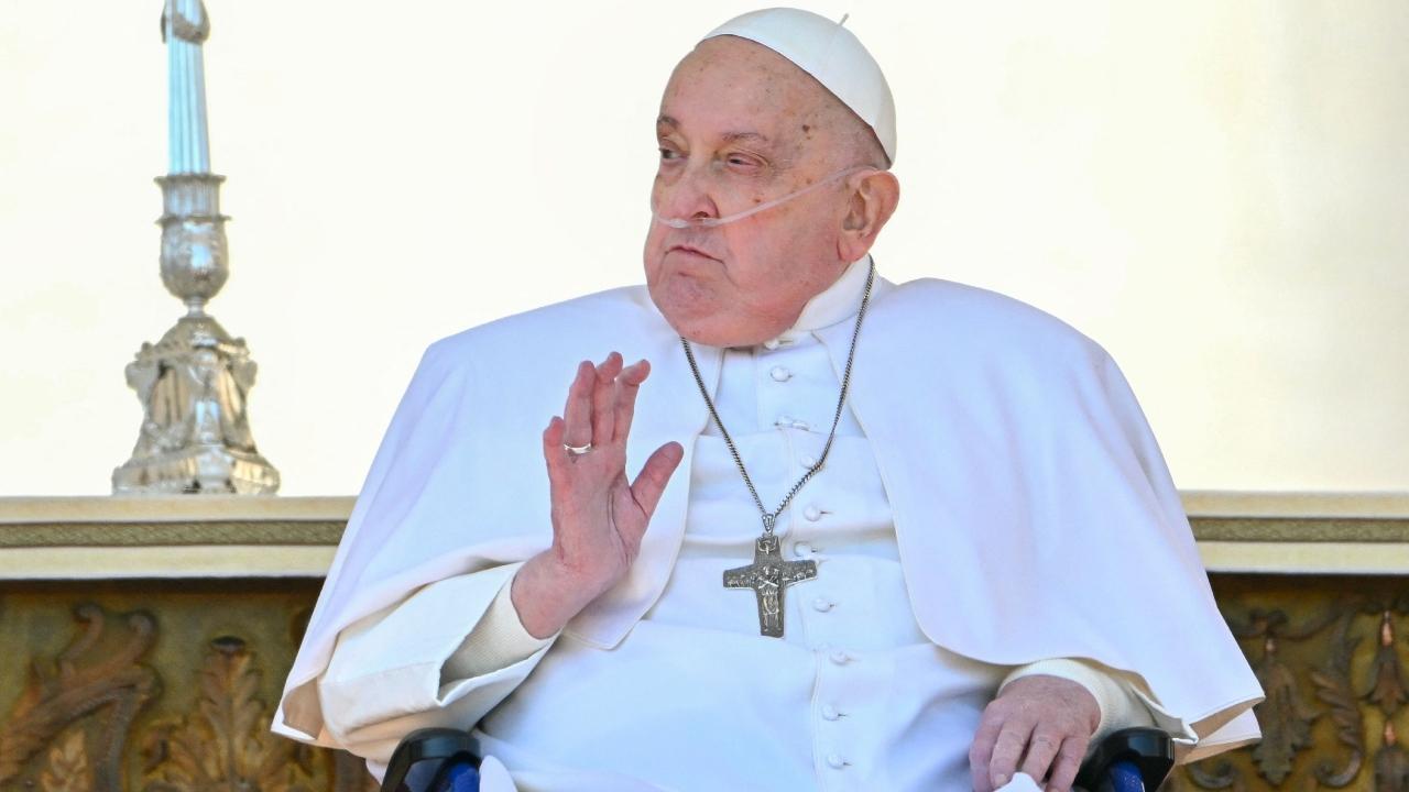 The 88-year-old pontiff greeted people at the Vatican and appeared to be in good spirits
