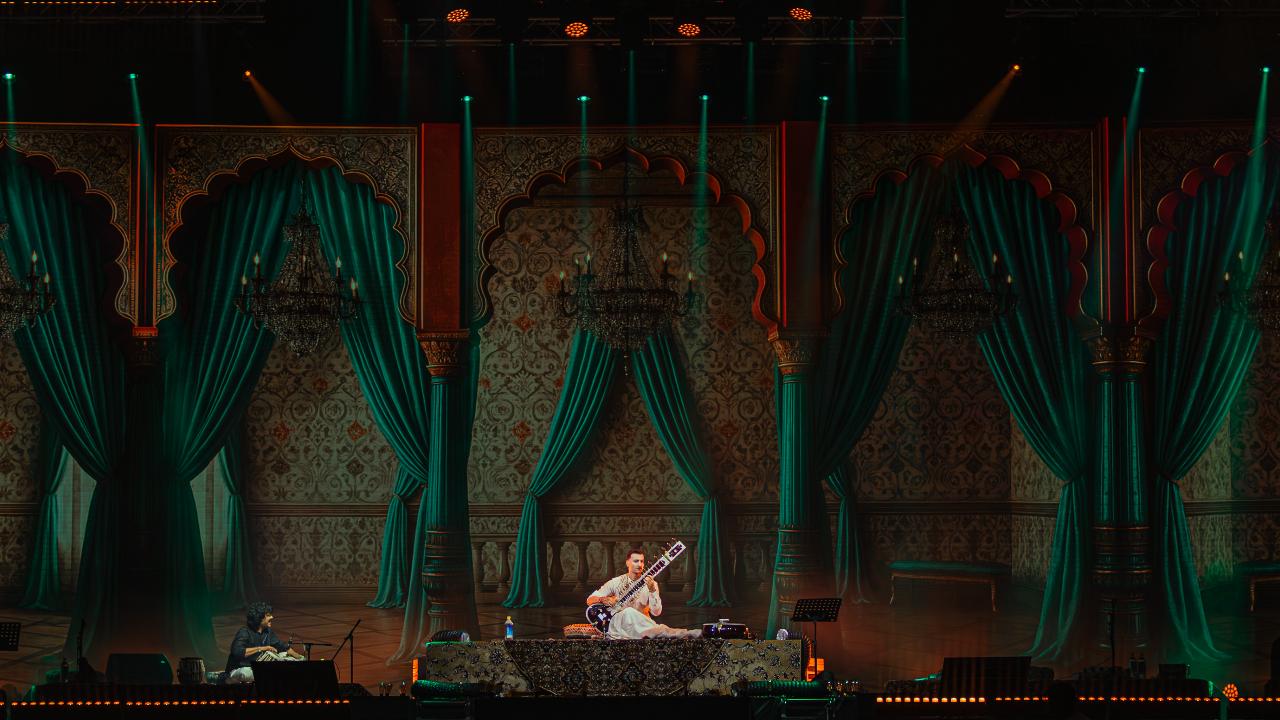 Sitarist Rishab Rikhiram Sharma performed in Mumbai at the Dome SVP Stadium in Worli as a part of his 'Sitar for Mental Health' India tour 2025