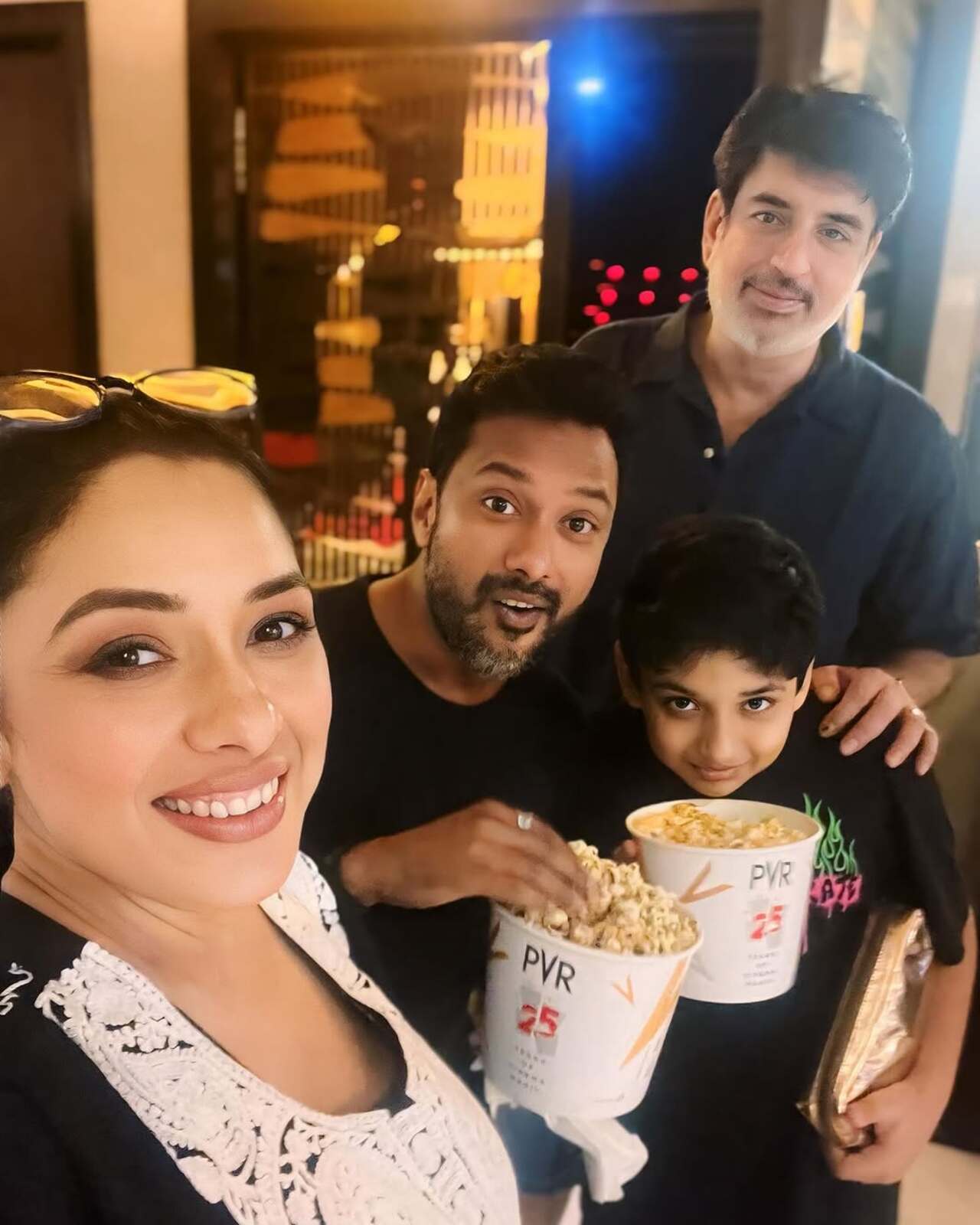 In this cute selfie, Rupali can be seen posing with her little world as they go out on a movie date