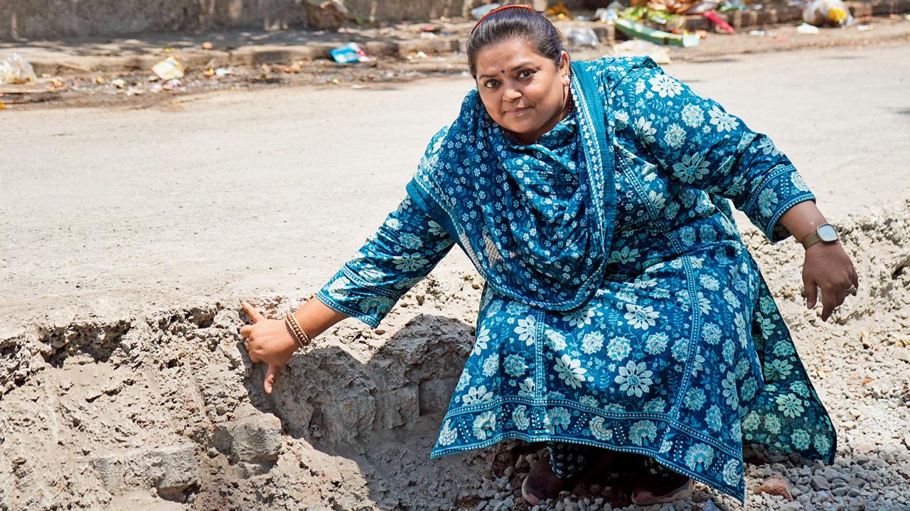 Sheetal Mhatre has been auditing concreting in IC Colony, Eksar and Gorai. Pic/Dweep Bane