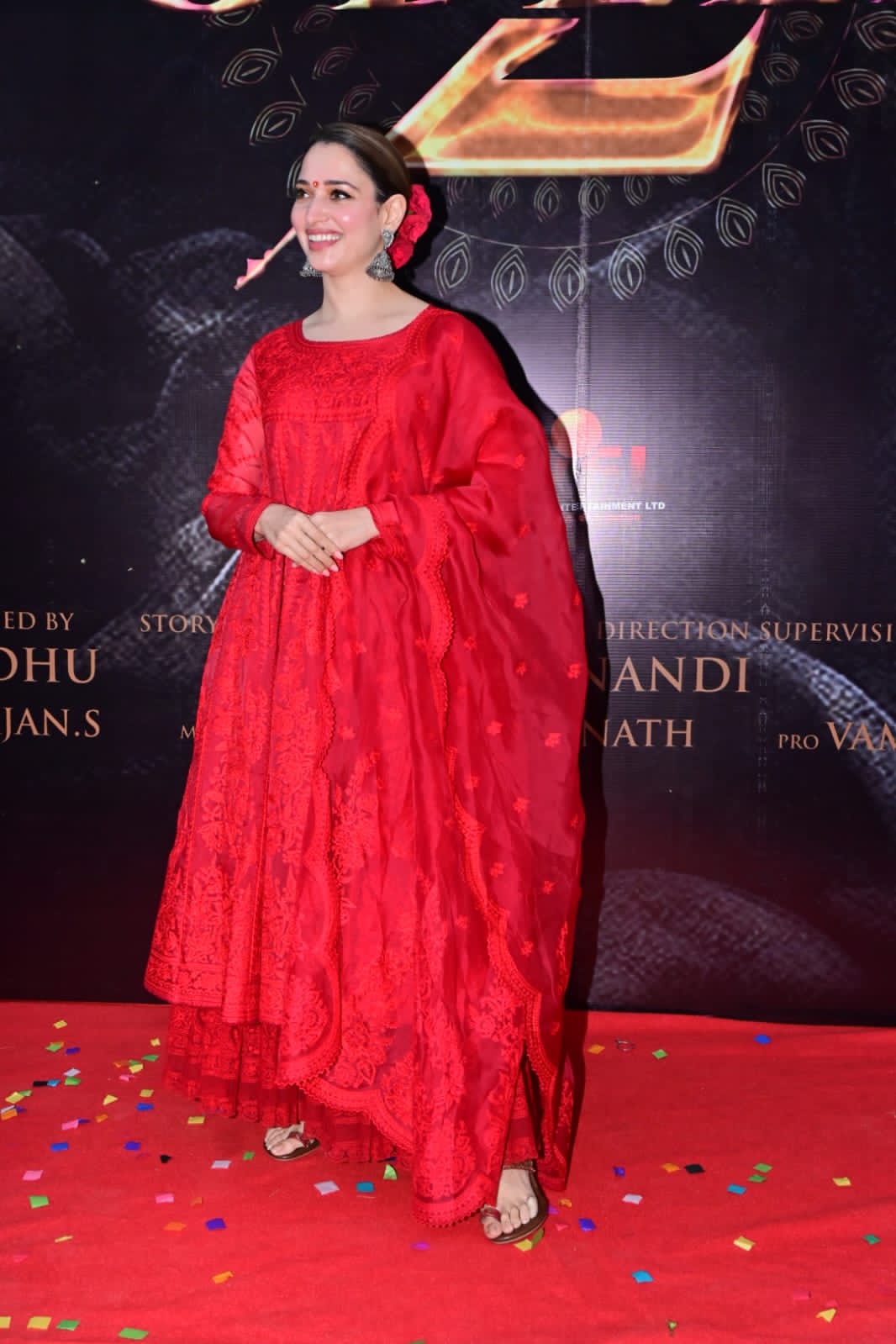Tamannah Bhatia looked stunning in a blood-red outfit as she attended the event of Odela