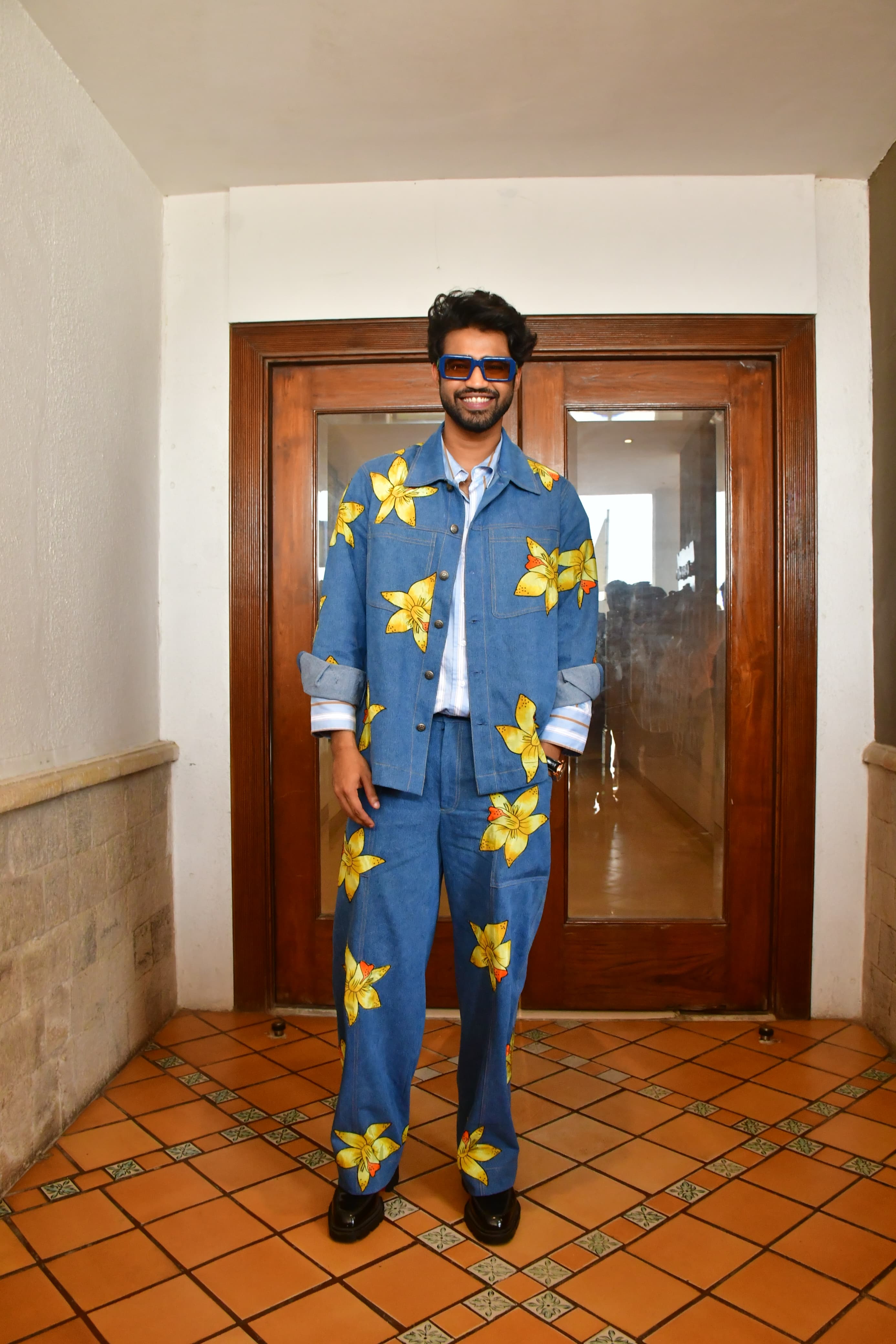 Babil Khan attended an event in the city. The actor looked dashing in a blue outfit featuring beautiful yellow prints