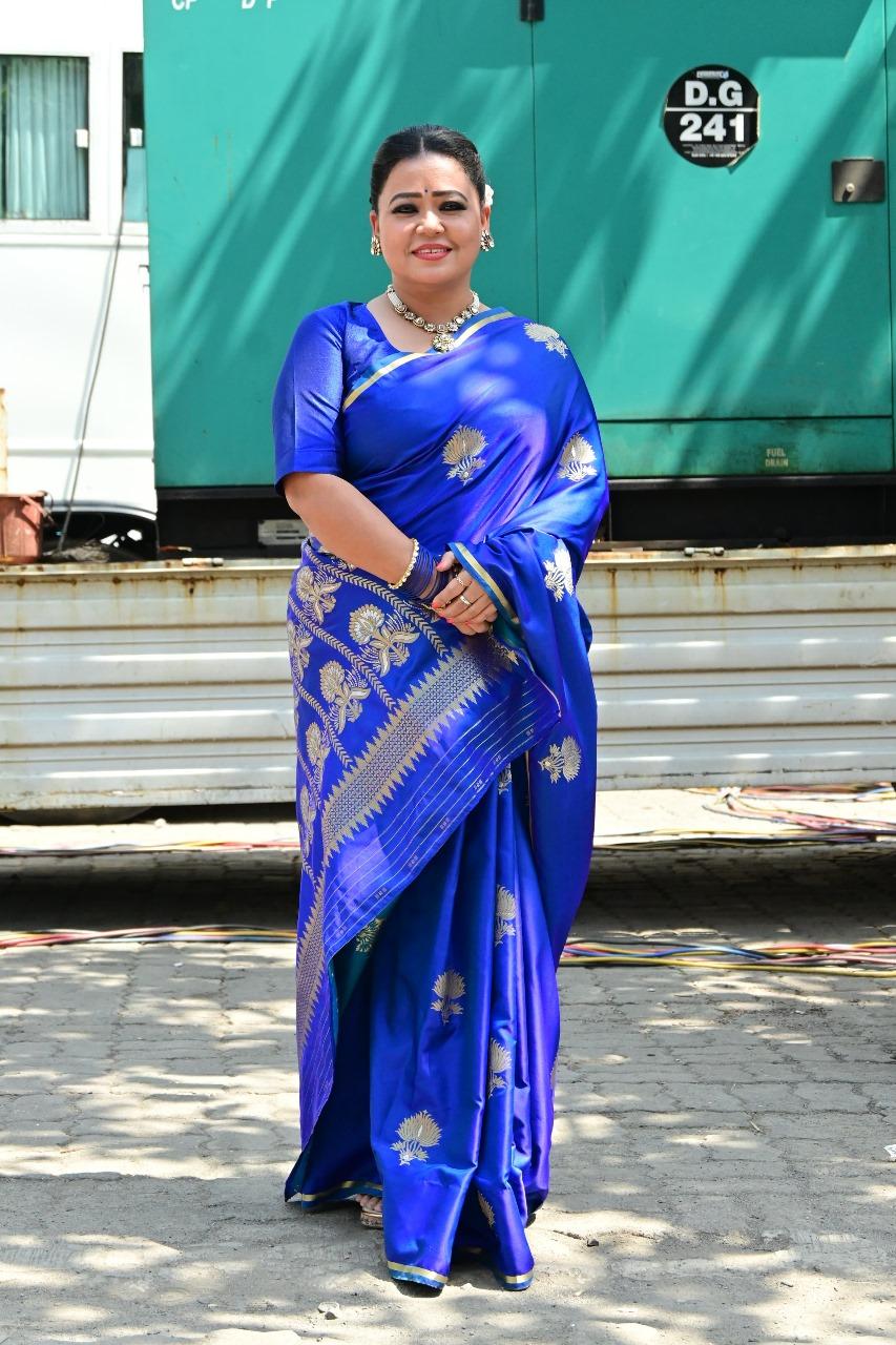 Bharti Singh looked stunning in a blue embroidered saree