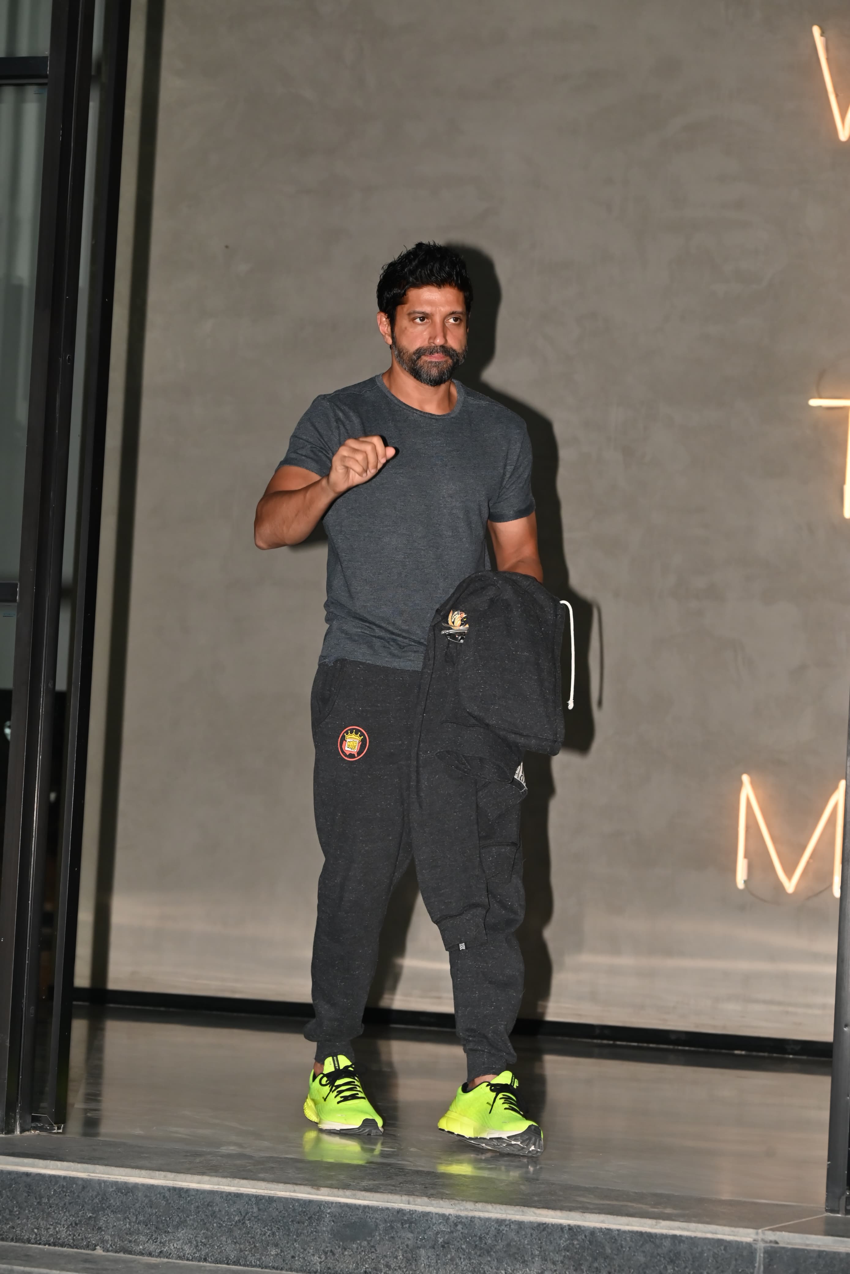 Farhan Akhtar, who is currently tracking the success of the recently produced film Ground Zero, was also snapped at Excel Entertainment