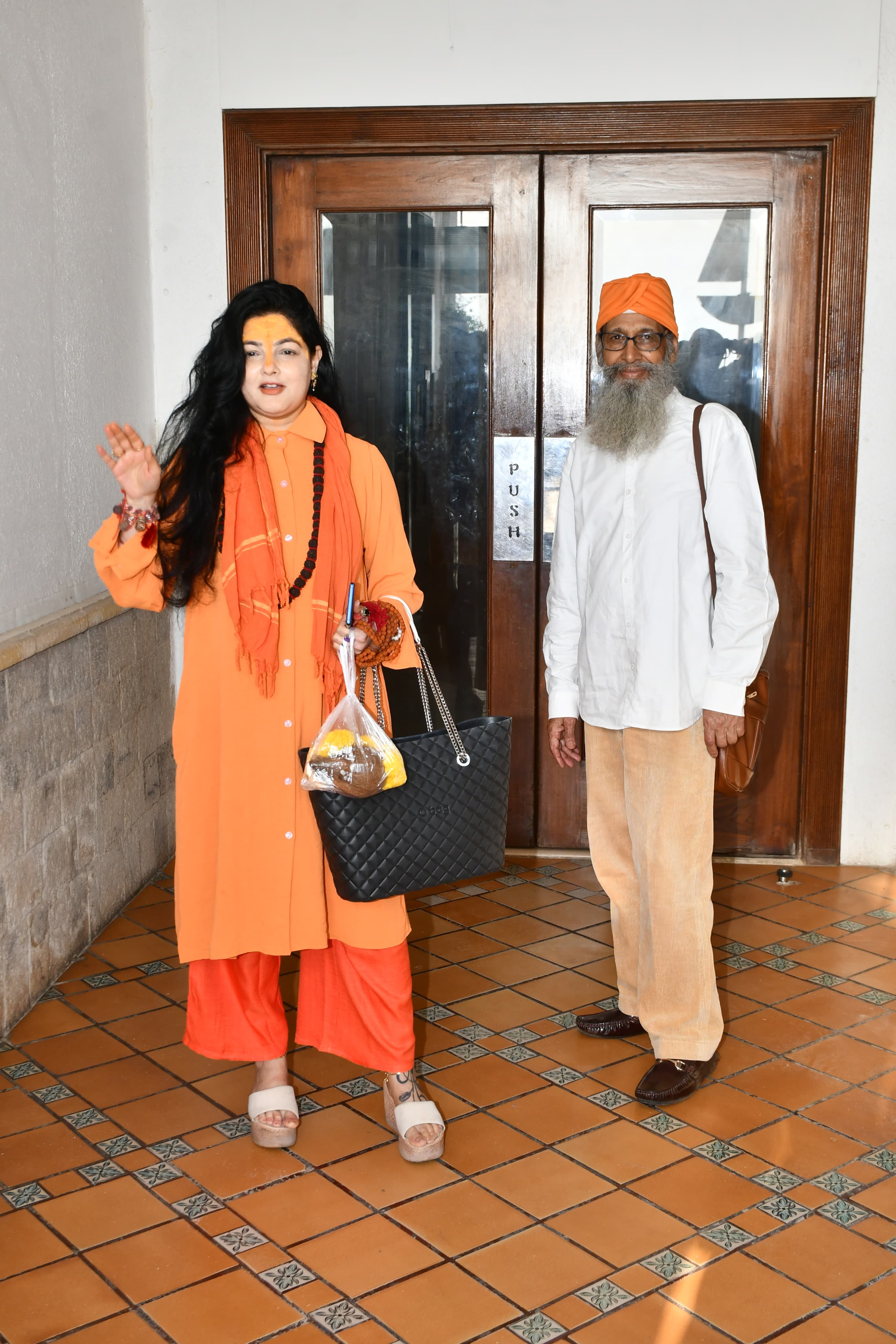 Mamta Kulkarni was snapped in the city. The former actress was seen wearing an orange outfit — a kurta paired with loose pants and high heels