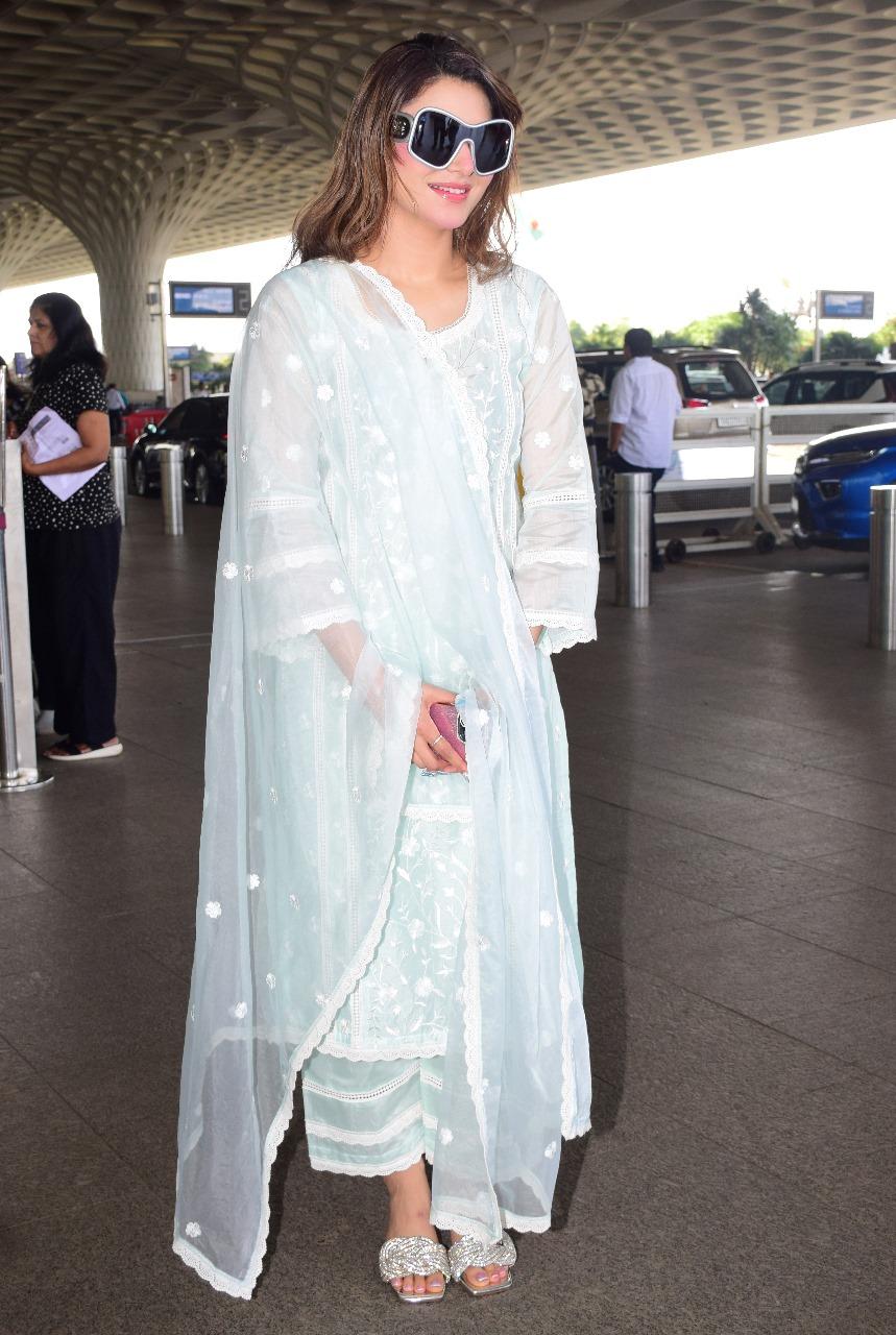 Urvashi Rautela kept it simple for her airport look. The actress slayed in a white kurta and pants