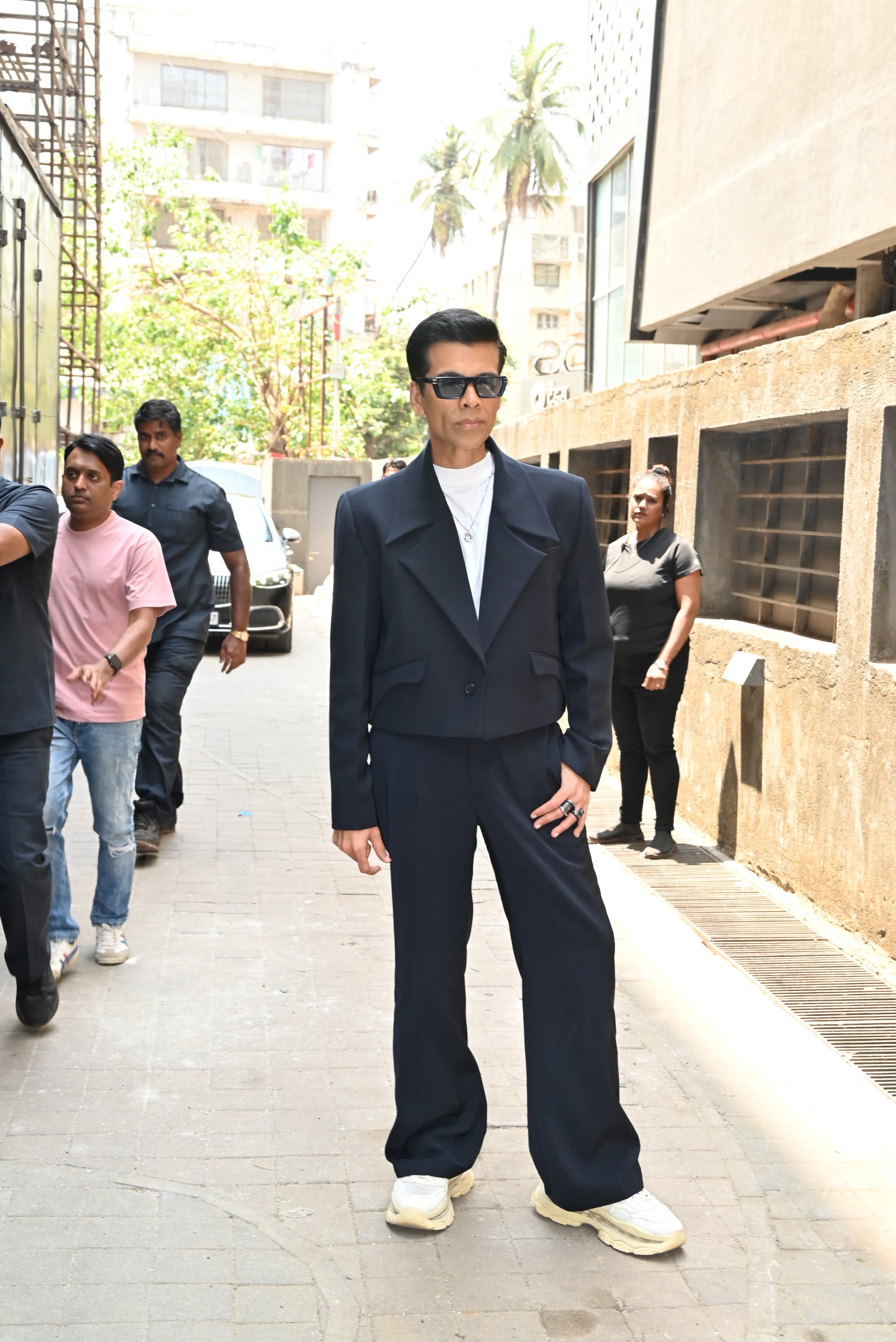 Karan Johar never disappoints when it comes to fashion. The ace director looked dapper at the Kesari press screening