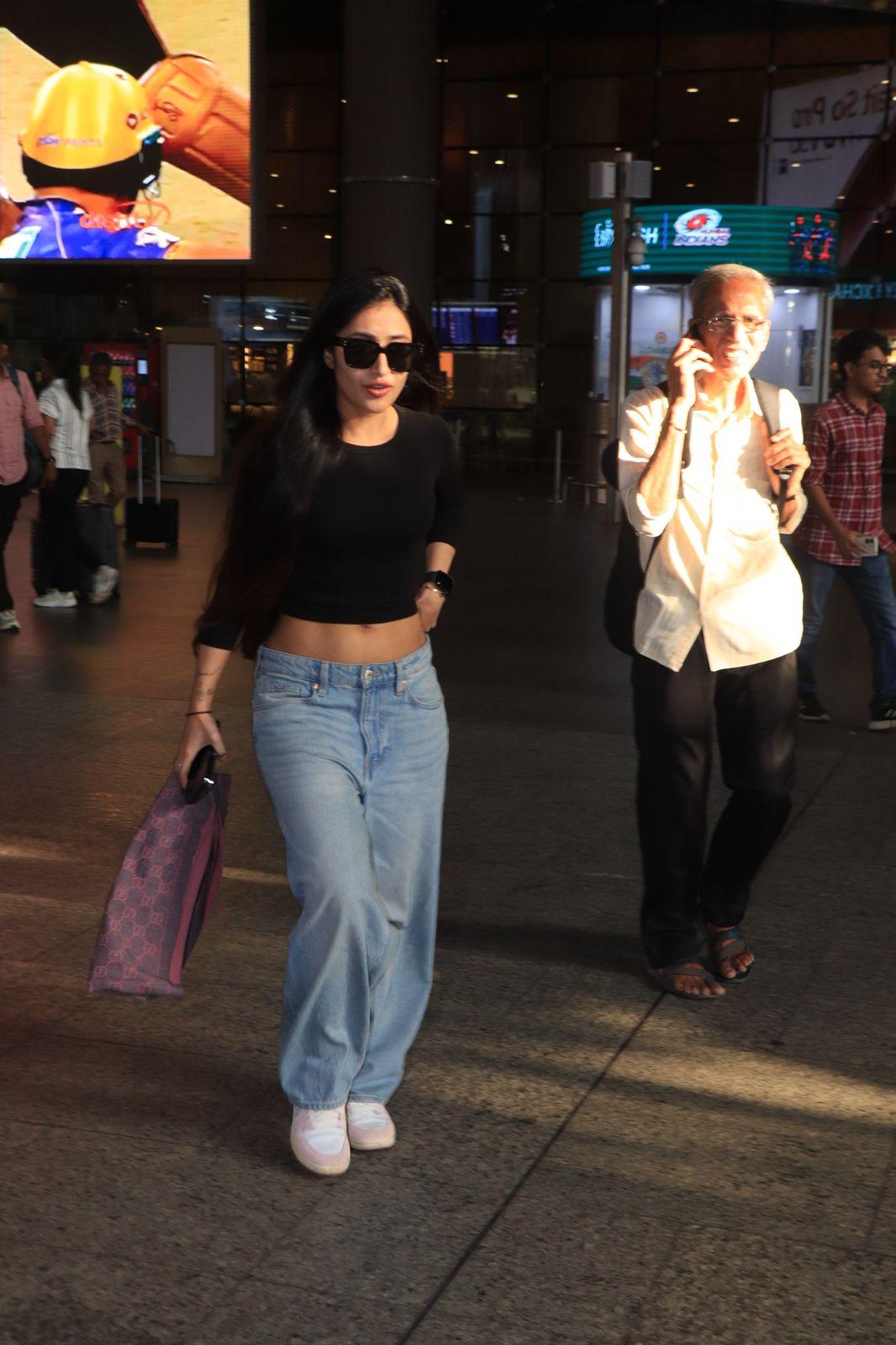Dhanashree Verma was snapped at Mumbai airport's arrival