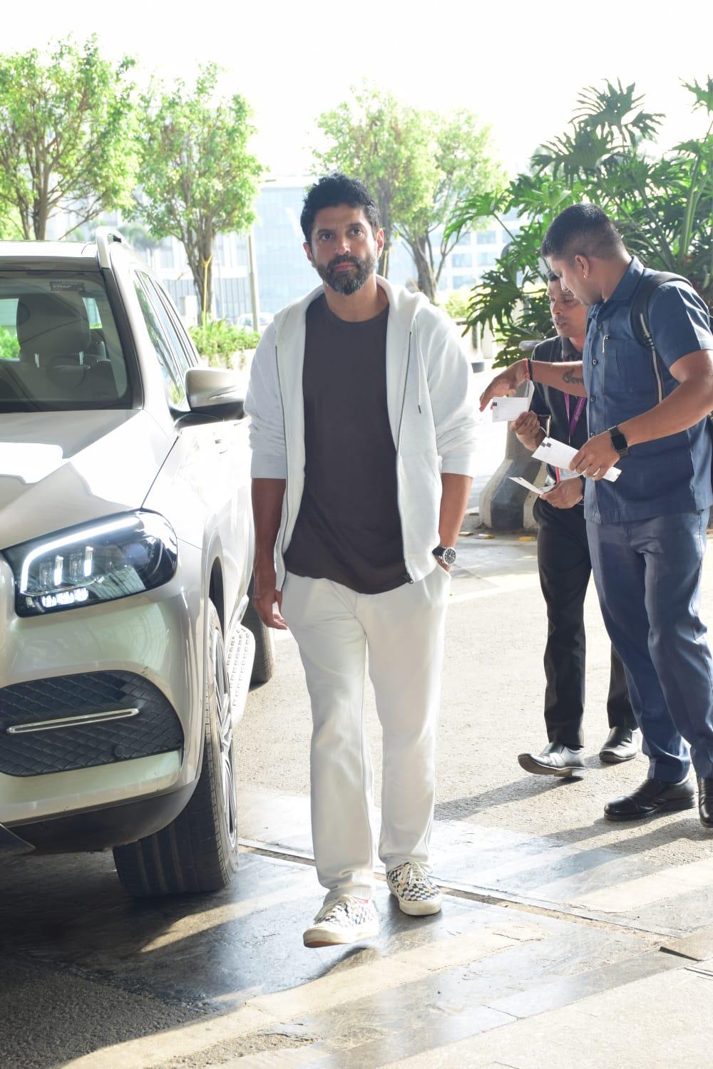 Farhan Akhtar was snapped at Mumbai airport as he jetted off from the city