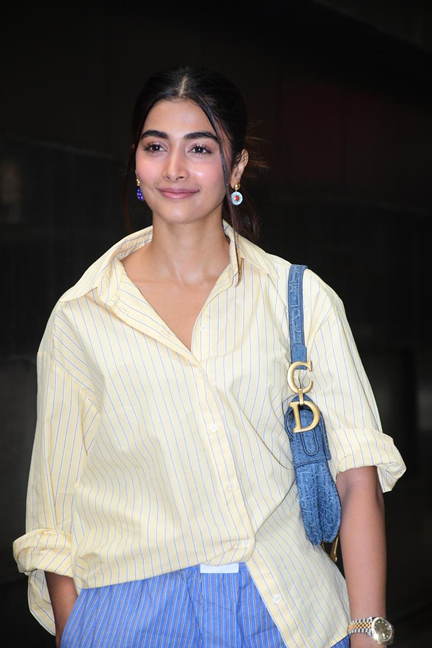 Pooja Hegde was snapped in Mumbai. The actress looked stunning in a loose shirt and pants