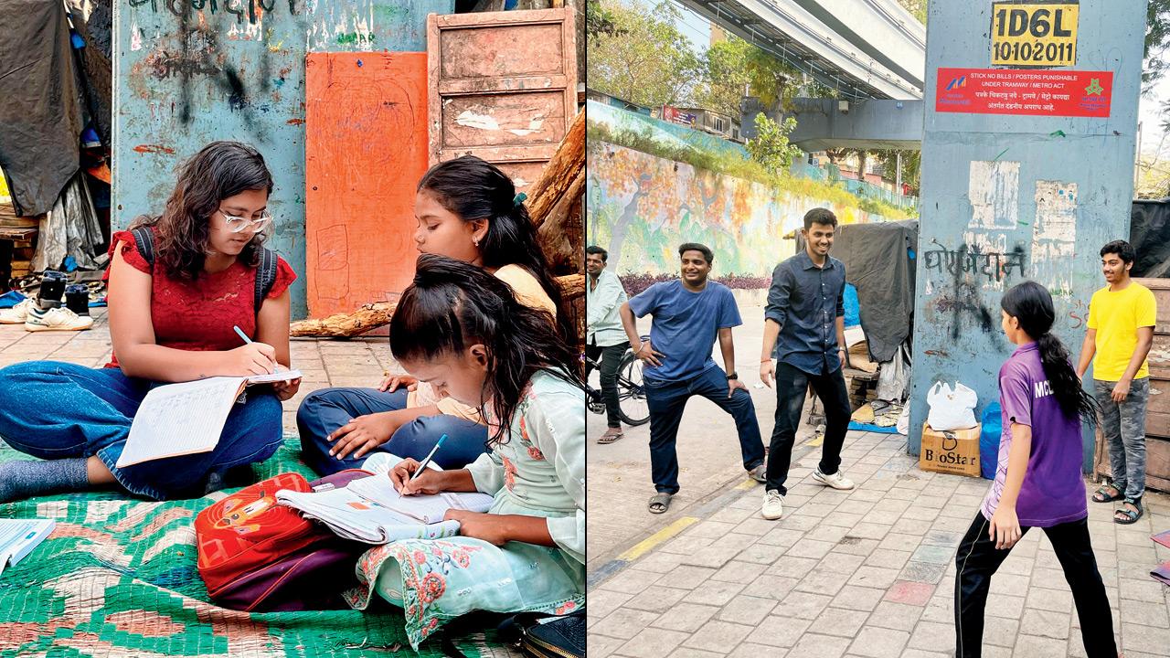 Moments from the afternoon sessions in Parel Village. PICS COURTESY/Robin Hood Army