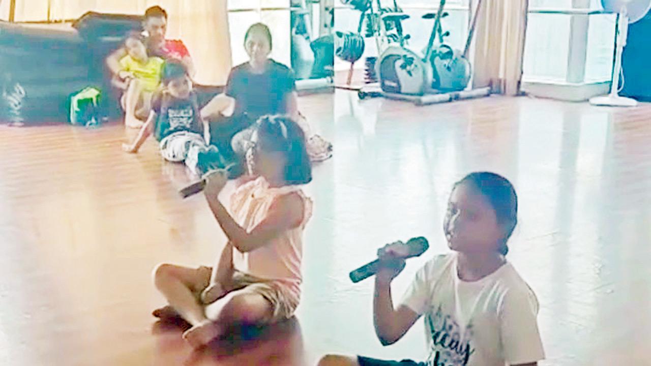 Young musicians practise at the Vile Parle studio before their performance 
