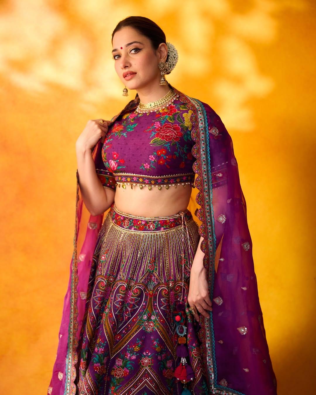 If there is a wedding in your family and you wish to wear something that makes you stand out, then Tamannaah Bhatia's stunning purple lehenga is for you