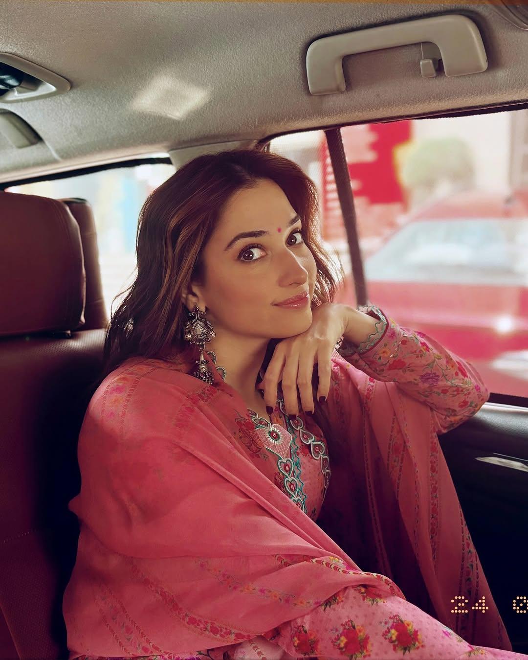 This beautiful pink suit that Tamannaah wore during the promotion of her recently released Odela 2 is perfect to slay your casual look