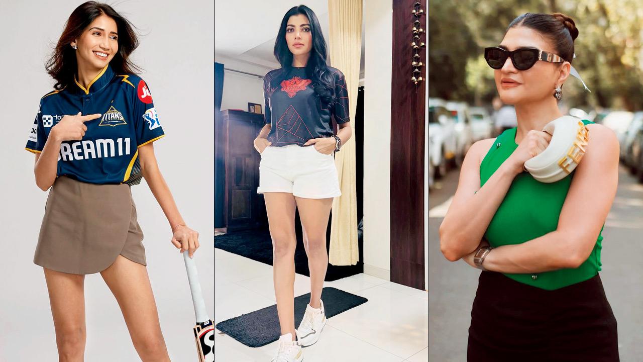 (From left) Pair your team’s jersey with a simple skirt. PIC COURTESY/ TANVISHAH91 on Instagram (middle) Ditch your heels for comfortable shoes. PIC COURTESY/lahari_shari on Instagram (right) Oversized sunglasses are match-day essentials. PIC COURTESY/Kat_diaries on Instagram