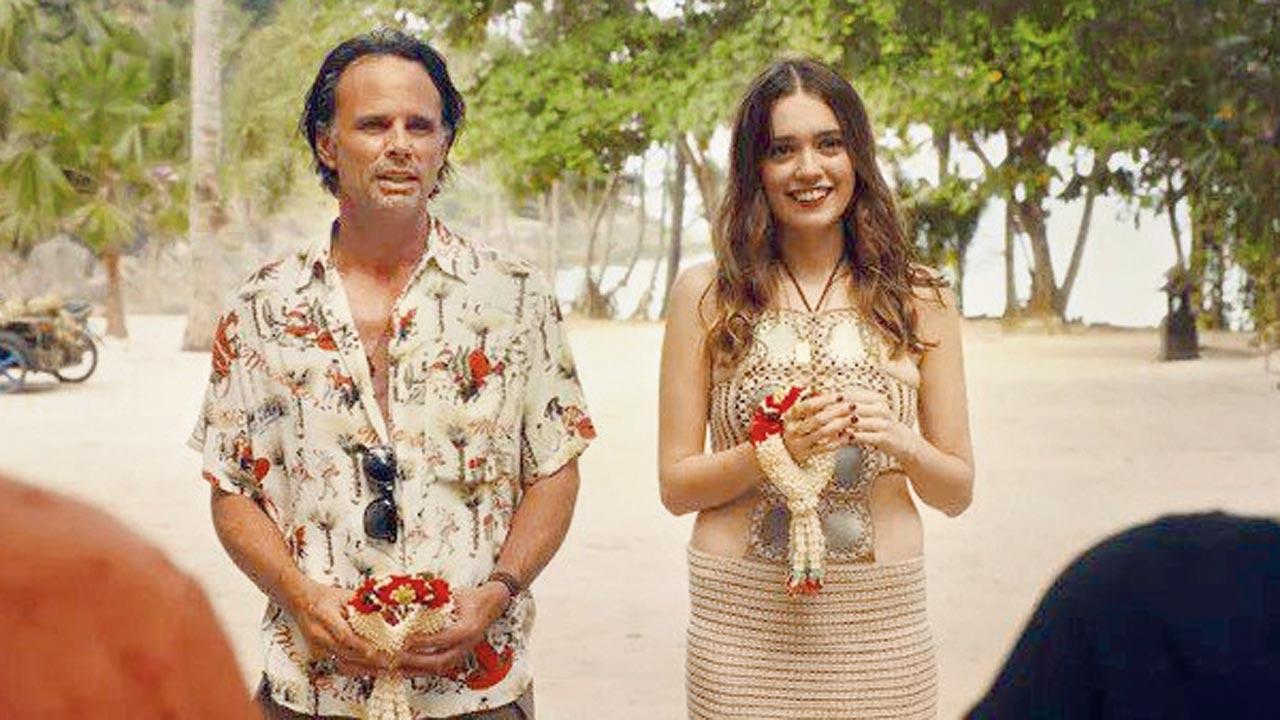 (From left) Walton Goggins and Aimee Lou Wood in The White Lotus