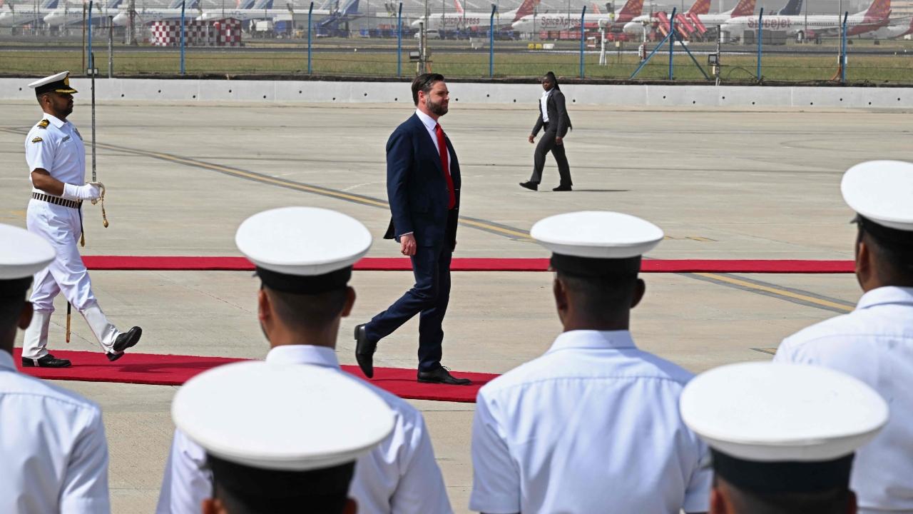 The US Vice President and the Second Lady were received at the Palam air base by Union Minister Ashwini Vaishnaw