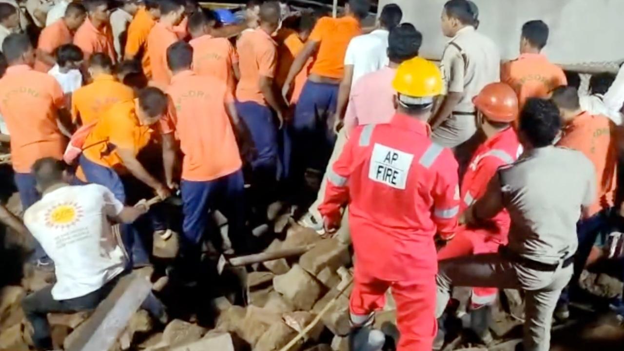 The government said seven people died after the wall collapsed on the Rs 300 ticket queue line near the shopping complex on the ghat road from Simhagiri bus stand at around 3 am