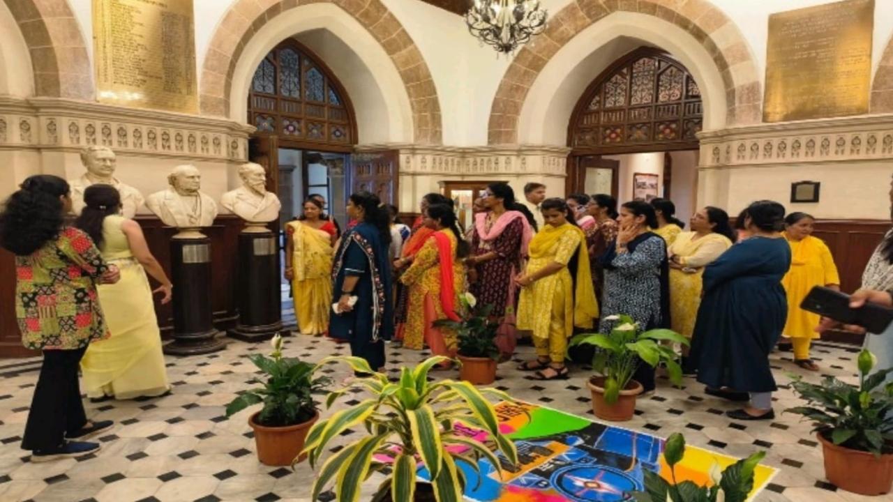 Women staffers of Western Railway take part in the Heritage Walk.