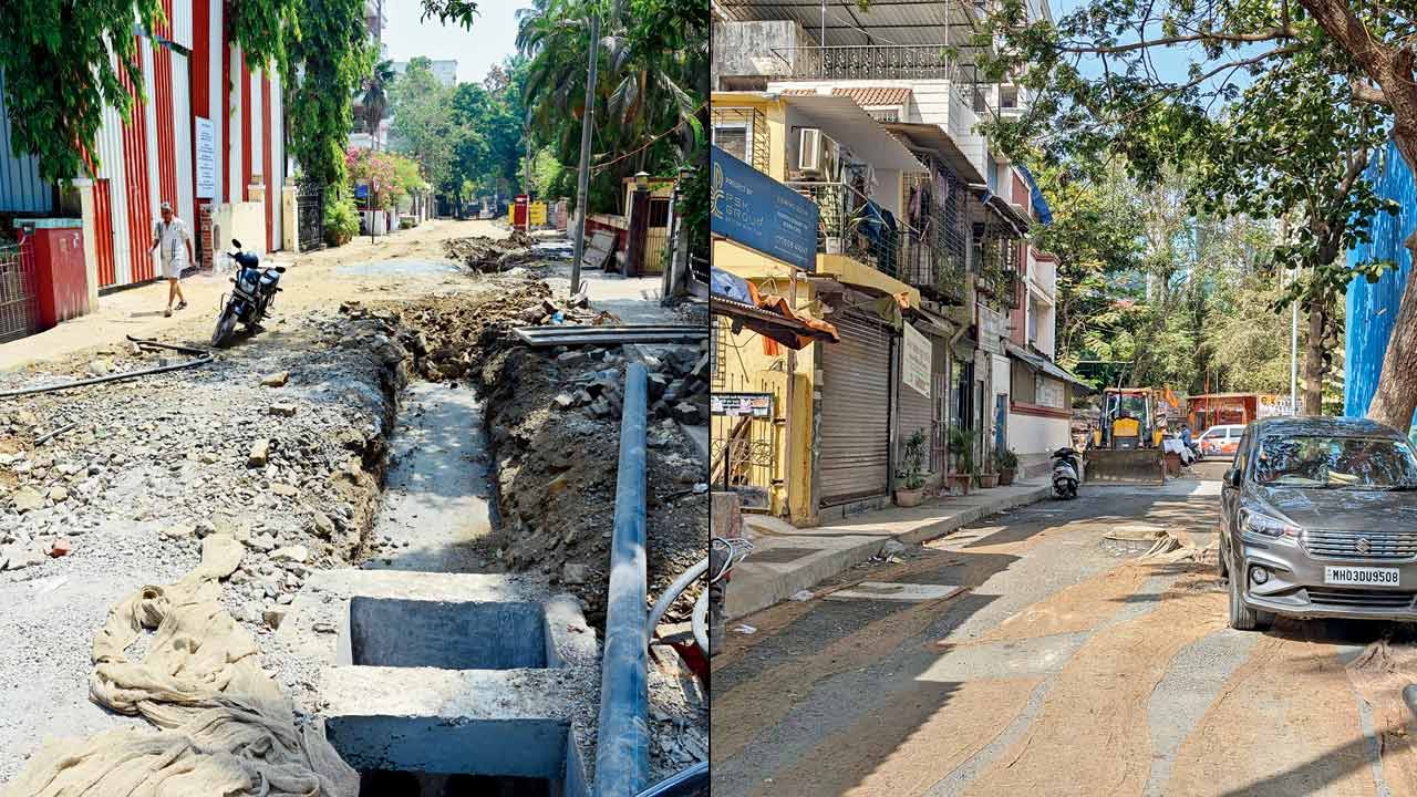 St Roques Road dug up at Bandra West, Mumbai, on April 6. PIC/SHADAB KHAN