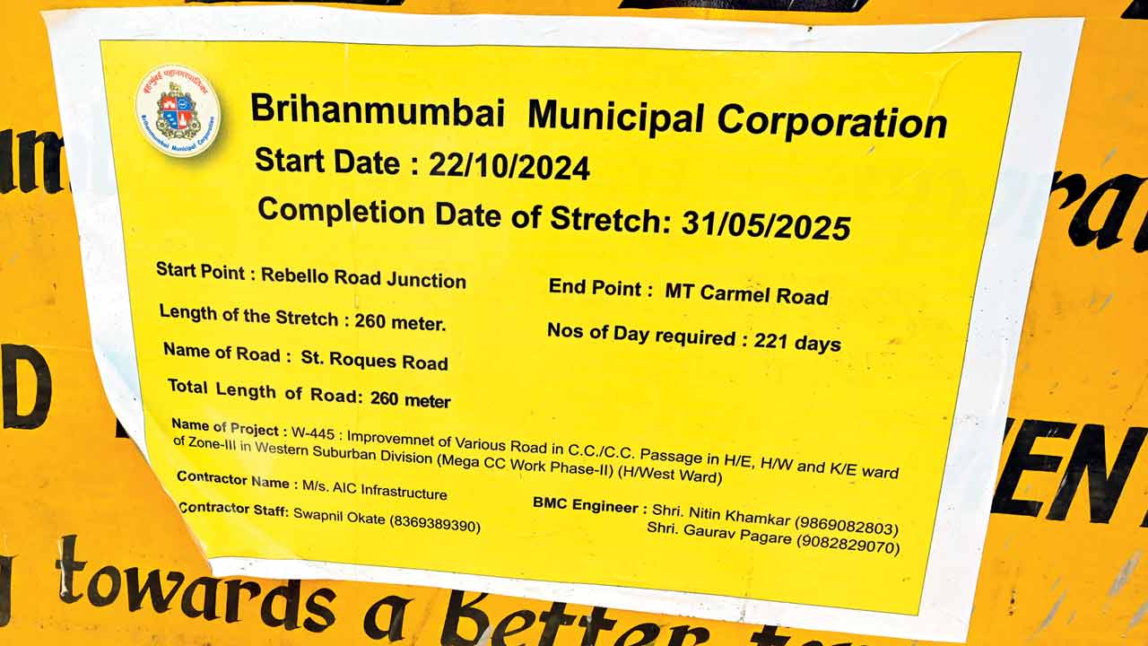 Signage on St Roques Road in Bandra