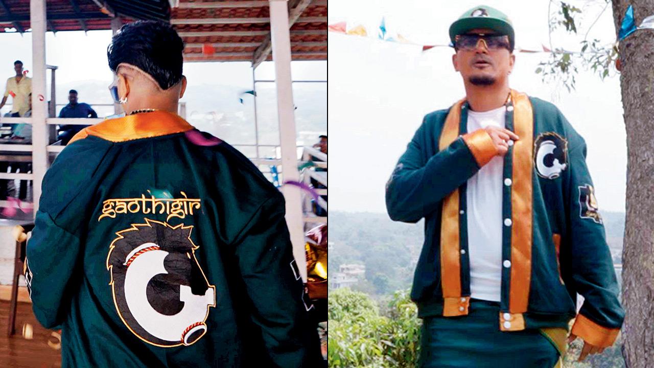A view of the lugra-themed varsity jacket; (right) Yung Clyde in the full outfit. Pics Courtesy/Yung Clyde