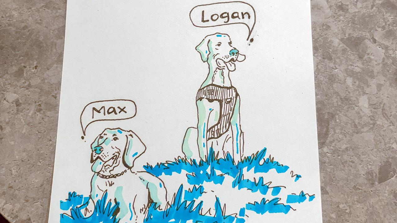 A sketch of a canine duo from the event.  PIC COURTESY/ZANE’S CAFE