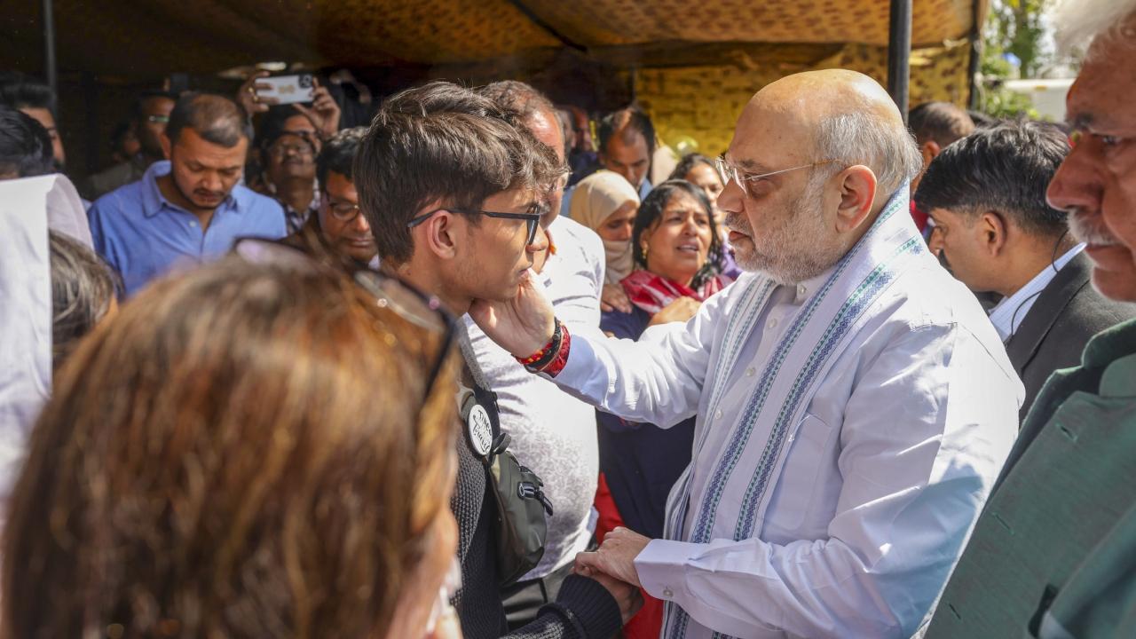 After attending a wreath laying ceremony for the victims of the terror attack at the Police Control Room, Shah flew in a chopper to Baisaran meadows, the officials said