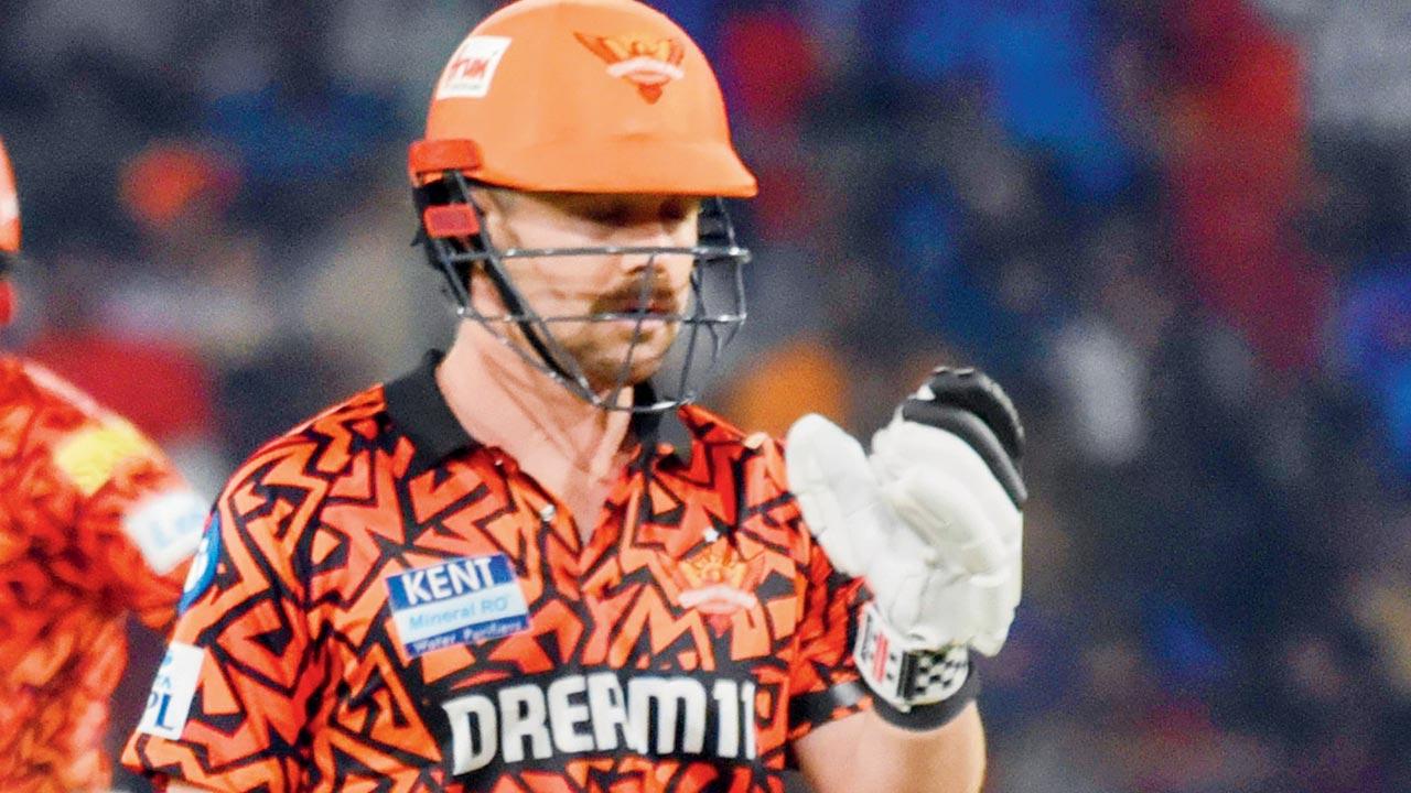 SRH’s Travis Head walks back after being dismissed for a duck on Wednesday