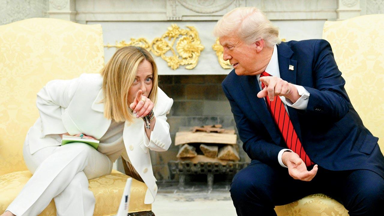 Italian PM Giorgia Meloni with Trump on Thursday. Pic/AFP