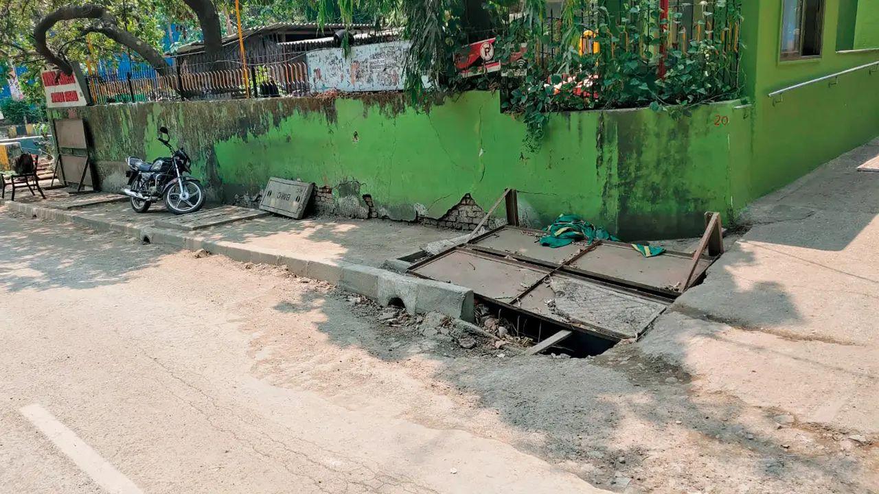 Over 3000 residents of Yogi Hills, Mulund, rely on a single access road now narrowed due to civic work; (inset) Bharat Soni, Secretary of the Hillside Residents Welfare Association, Mulund