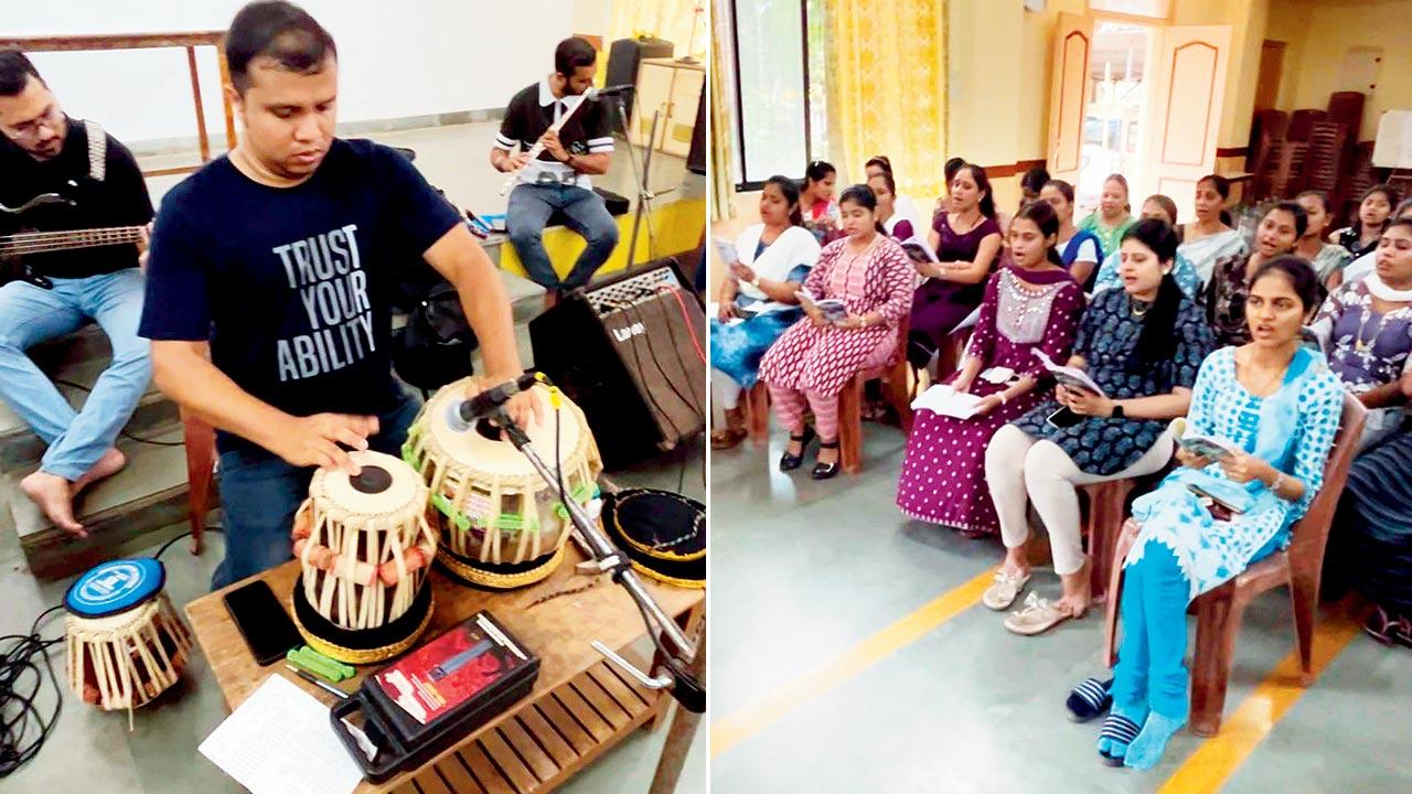 Moments from the choir at practice in Uttan. Pics Courtesy/Mogan Rodrigues