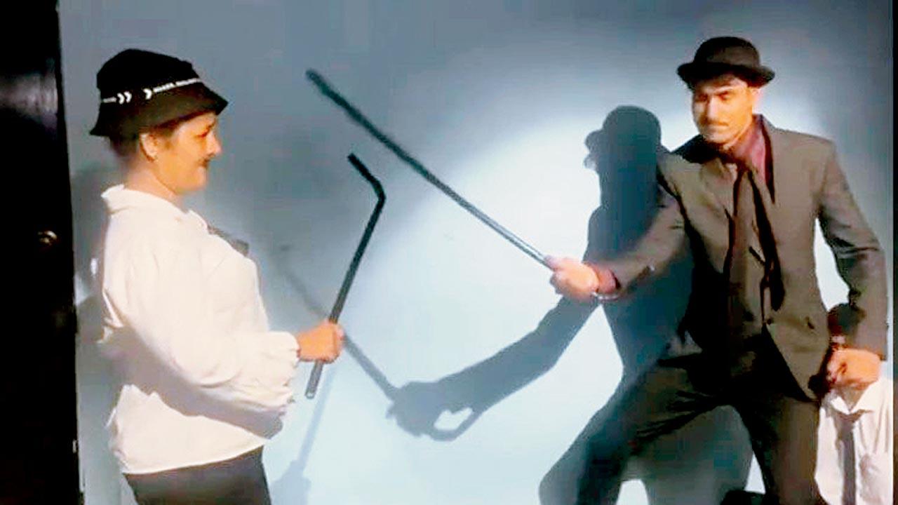 A moment from a Charlie Chaplin skit on stage. Pic Courtesy/Zafar Warsi