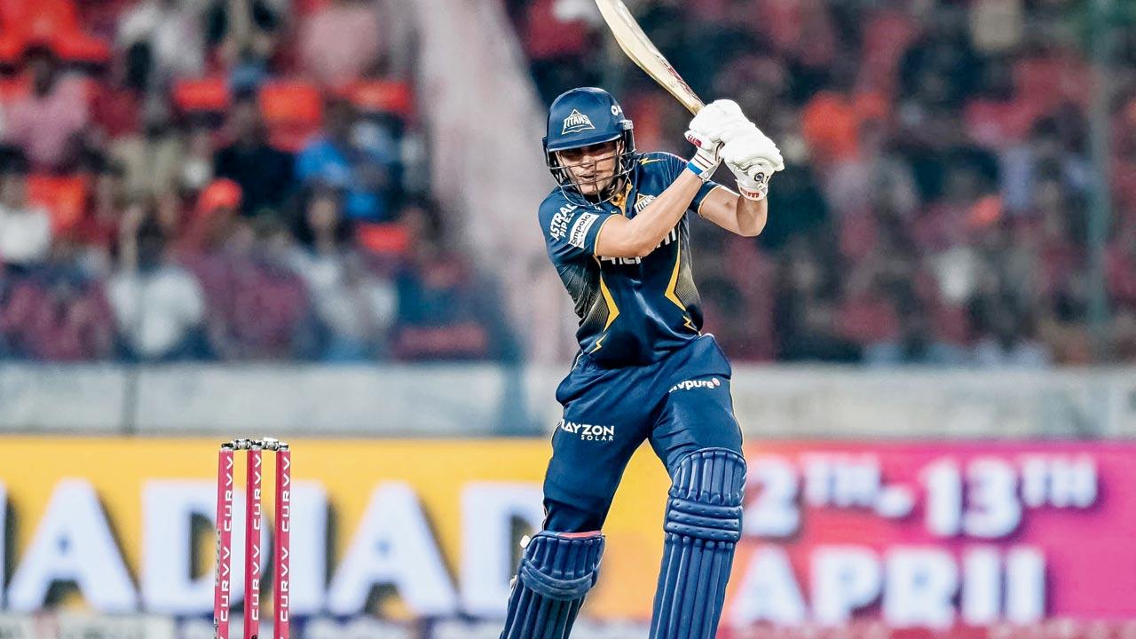 Shubman Gill during his 61 not out yesterday