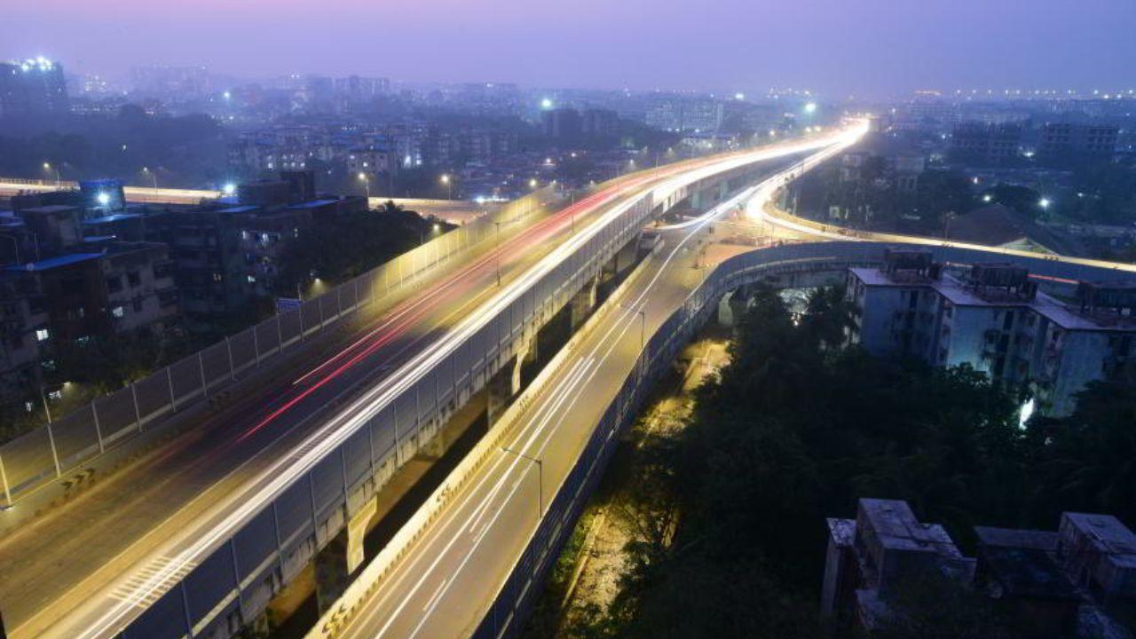 Beautiful aerial shot of the Santacruz-Chembur Link Road, showcasing seamless city connectivity