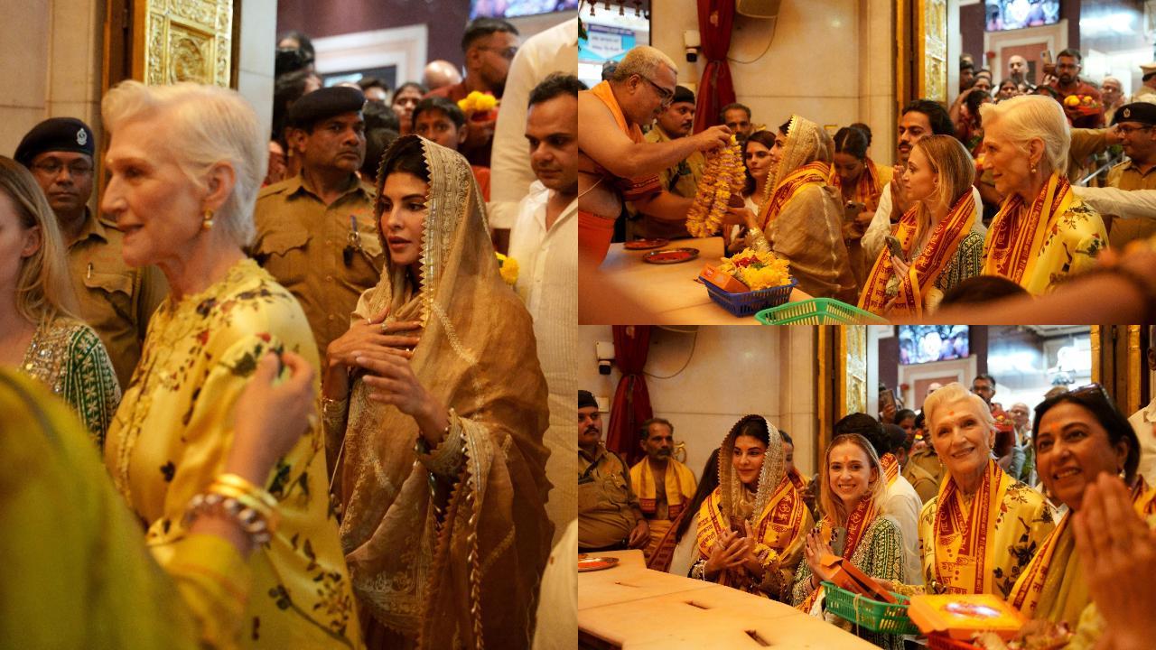 Jacqueliene Fernandez visits Siddhivinayak Temple with Elon Musk’s mother Maye
