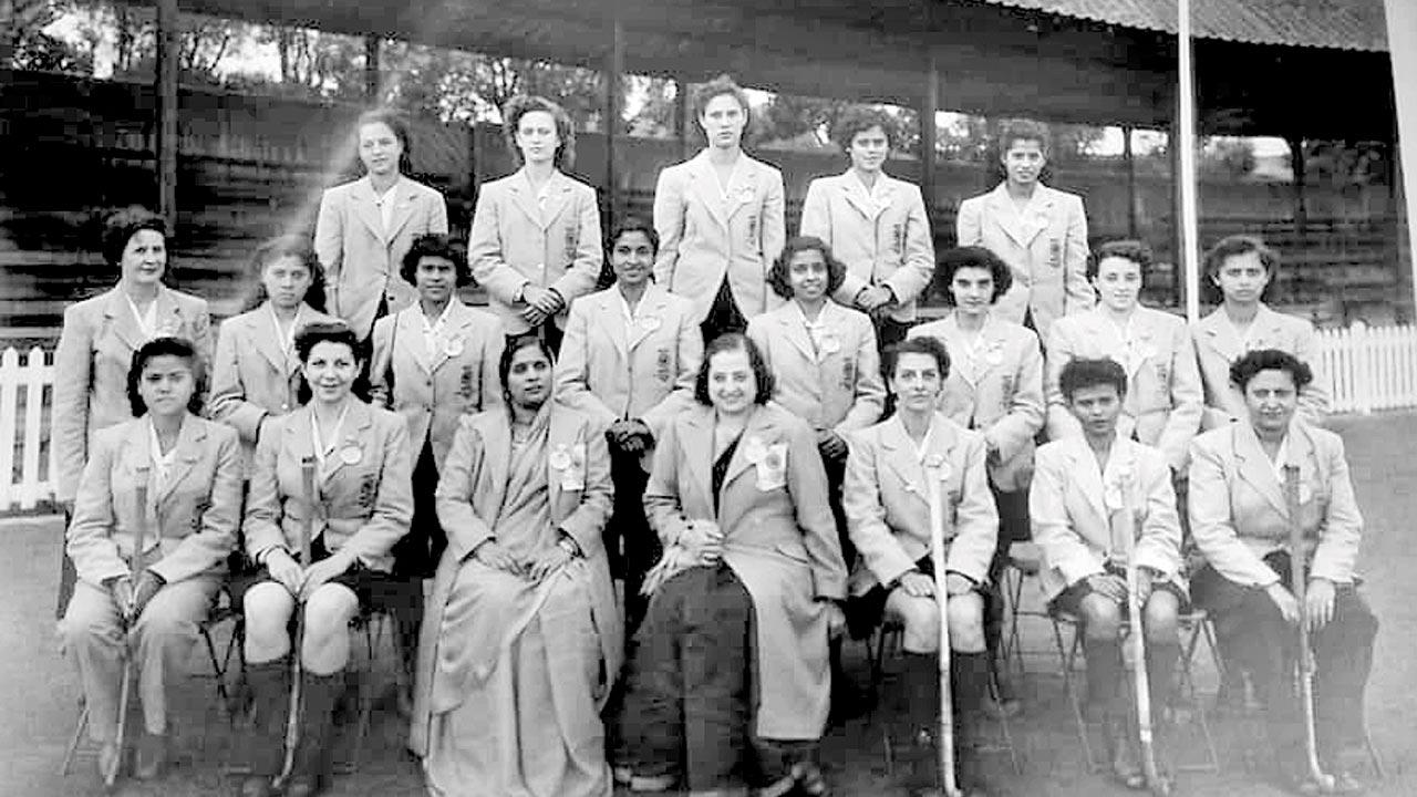 Norma Arklie (standing leftmost, last row) at the International Hockey Tournament in Kent, England, 1953.  Pic/Facebook @Anglo-Indian Stories