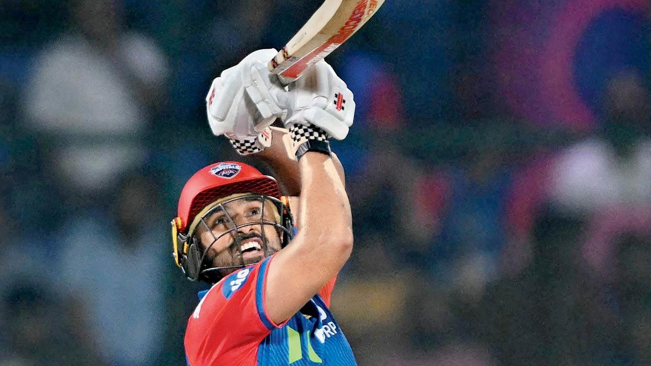 DC’s Karun Nair en route his 89 against MI yesterday. Pic/AFP
