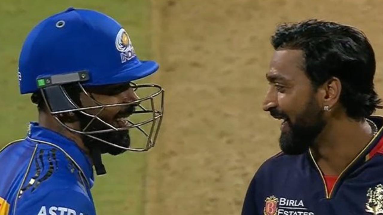 Pandya vs Pandya
In the battle of Pandya brothers, it was RCB all-rounder Krunal who reigned supreme, although Hardik's promising knock of 42 off 15 kept the five-time champions in the game for some time before he fell prey to Hazlewood