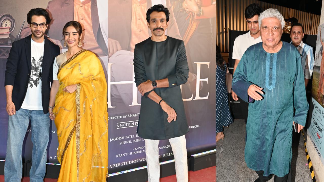 Phule screening: Patralekhaa, Pratik Gandhi, Rajkummar Rao attend