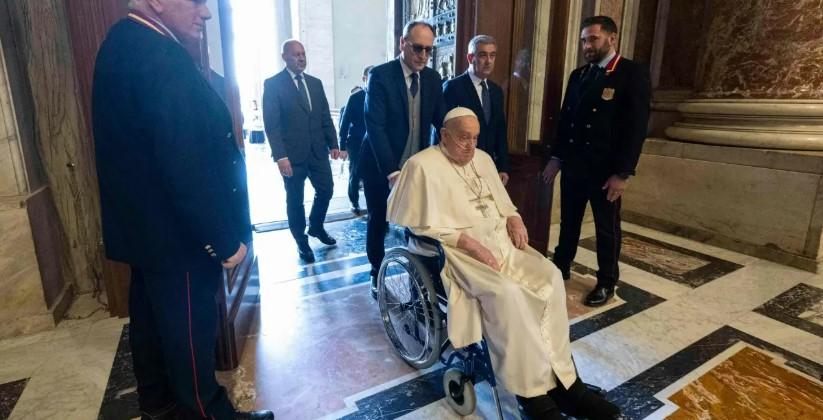 The Pope eventually returned to his Vatican residence at the Casa Santa Marta to continue his recovery after 38 days in the hospital