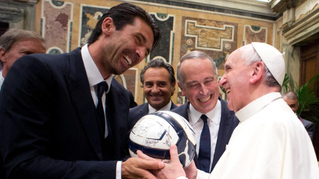 In 2013, Pope Francis received a football from Italy's then national team's skipper Gianluigi Buffon at the Vatican on August 13. On August 14 that year, a friendly football match was scheduled to be played between Argentina and Italy(Pic: AFP)