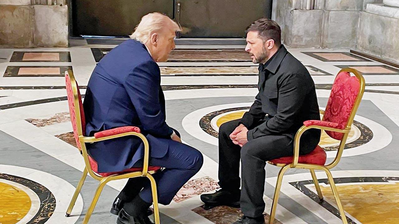 Donald Trump and Volodymyr Zelensky met in Vatican City. Pic/PTI