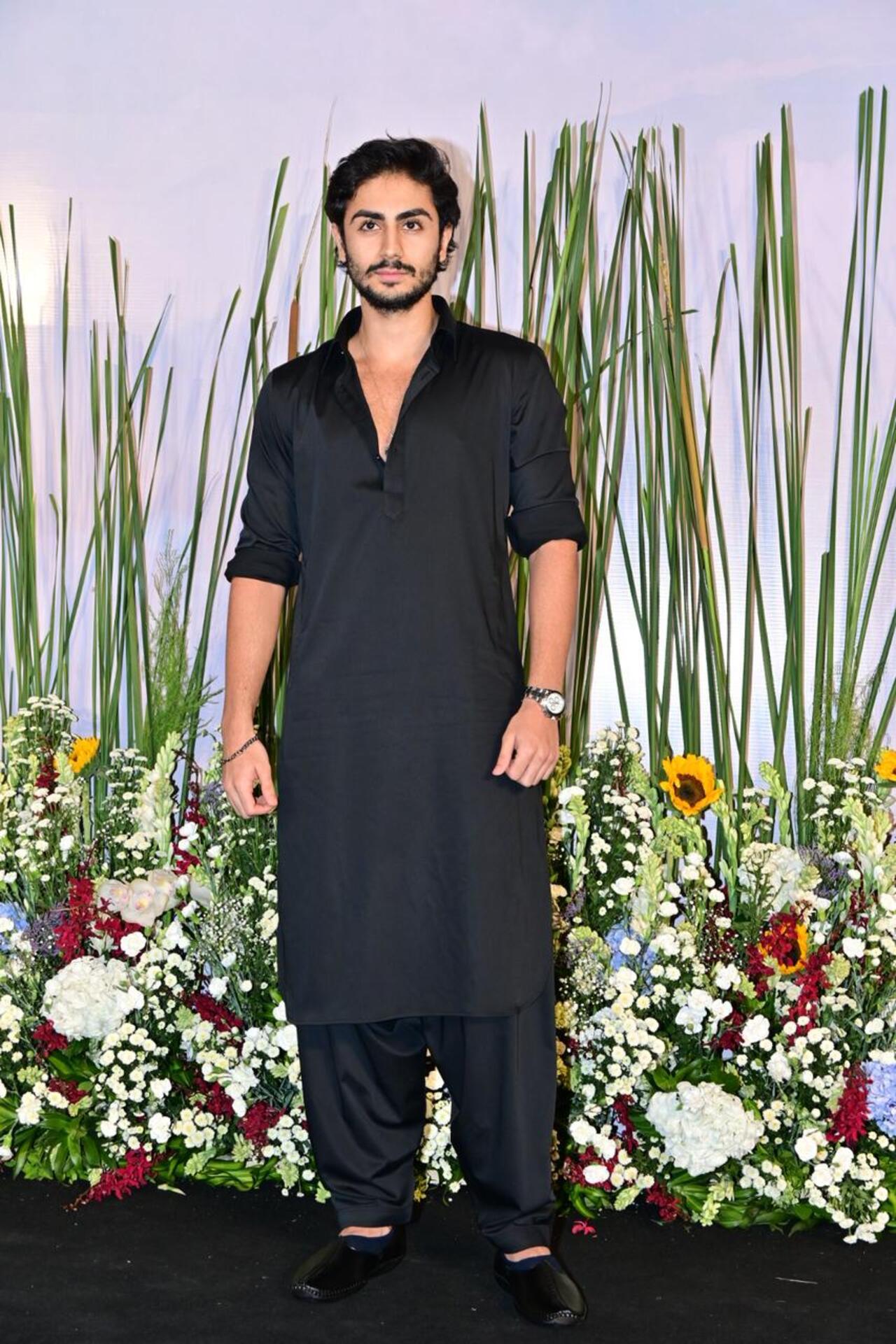 Arbaaz Khan and Malaika Arora's son Arhaan arrived in a black kurta pajama set and was seen interacting with paps and guests