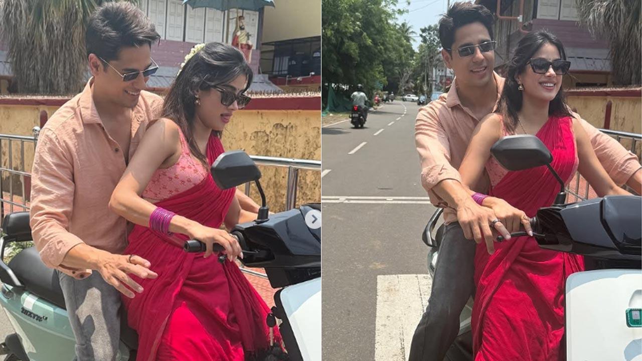 Janhvi Kapoor takes Sidharth Malhotra out for a scooty ride in saree, see pics