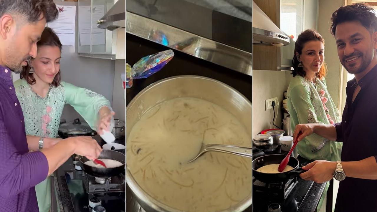 Soha Ali Khan cooks seviyaan with husband Kunal Khemmu on Eid