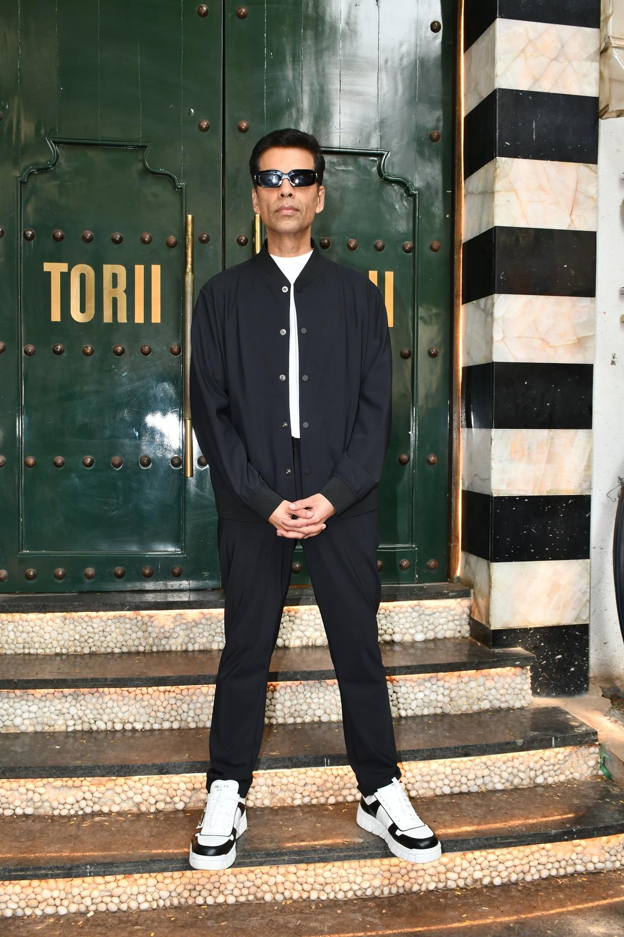 Karan Johar was spotted at a plush Mumbai restaurant in a stylish outfit. 