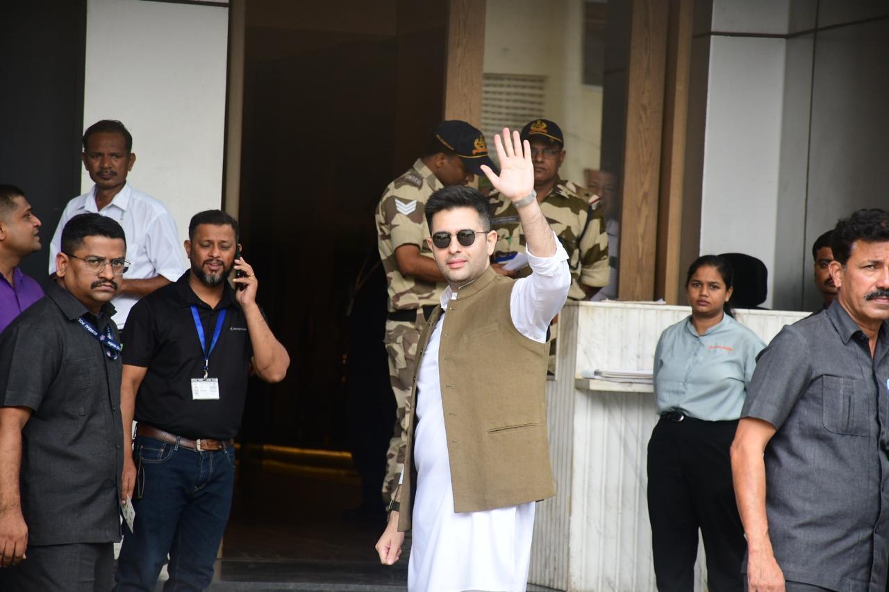 AAP leader Raghav Chaddha was spotted at the Kalina airport in Mumbai