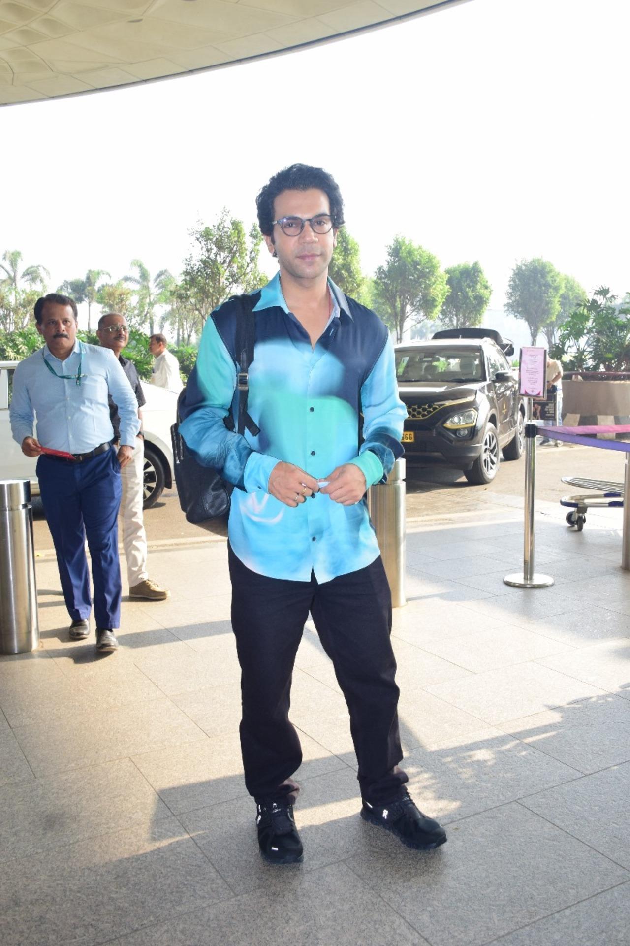 Rajkummar Rao was spotted in rather funky and bright colours as he headed out of the city
